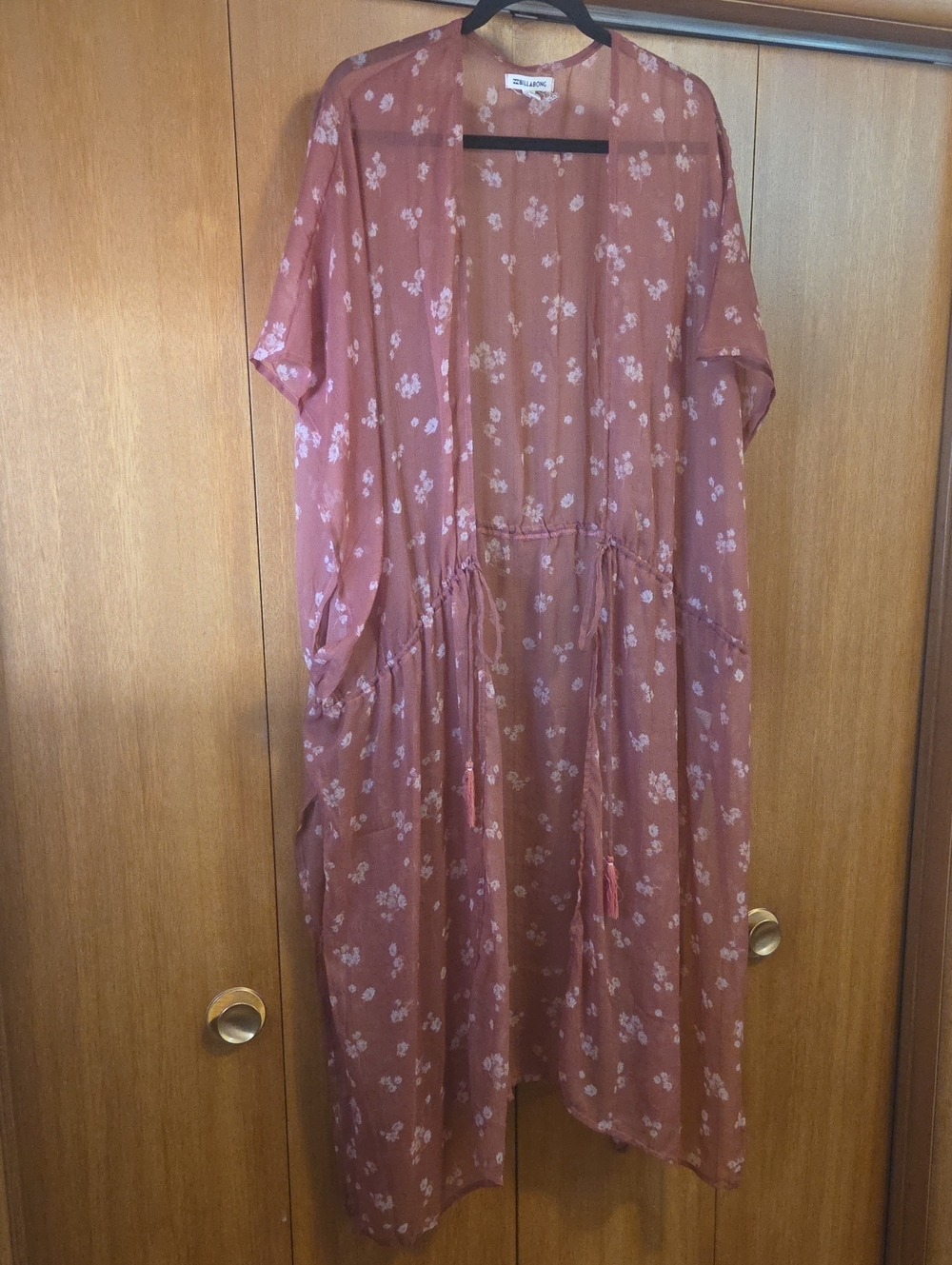 Billabong Dusty Rose Floral Sheer Kimono Tunic